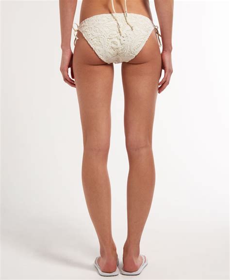 Womens Luxe Lace Bikini Bottoms In Cream Superdry Uk