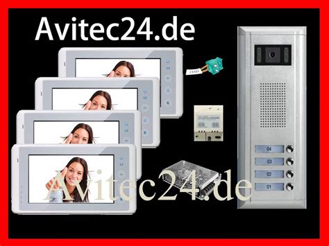 VIDEO TÜRSPRECHANLAGE 4 FAMILIEN 2 DRAHT TECHNIK SONY CCD 7 ZOLL