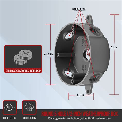 Snapklik ENERLITES 4 Diameter Round Weatherproof Outlet Box