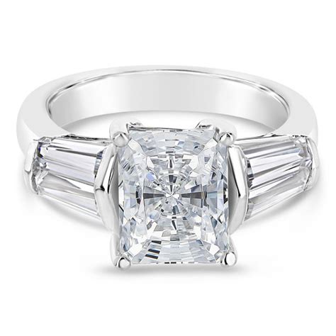 Starburst Emerald Cut Cz Baguette Solitaire Engagement Ring Mystique Of Palm Beach