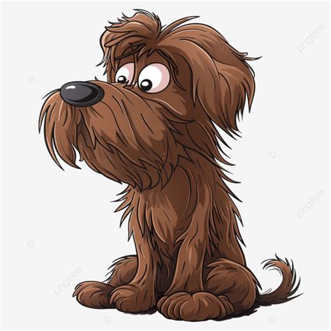 Caricatura Divertido Perro Marrón Peludo Personaje Animal Cómico PNG ...