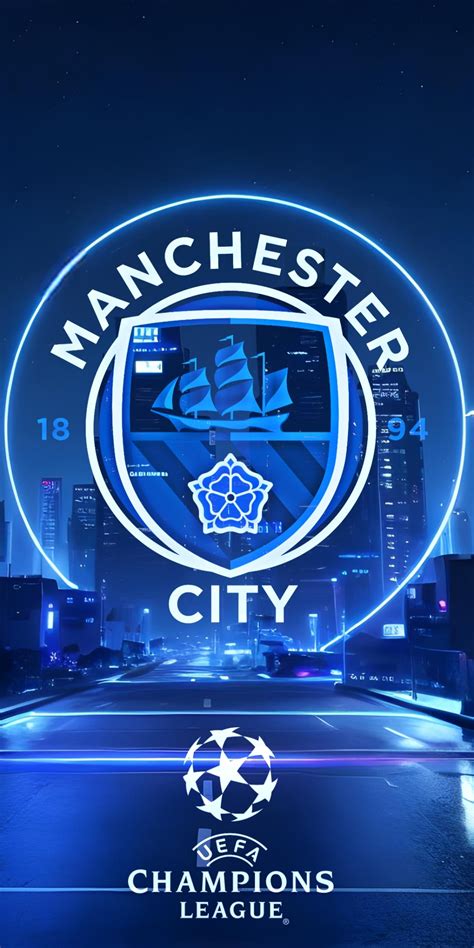 Manchester City FC Wallpaper 4K, Futuristic, Neon logo