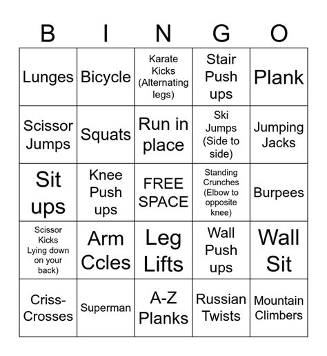 BINGO WARM UP Bingo Card