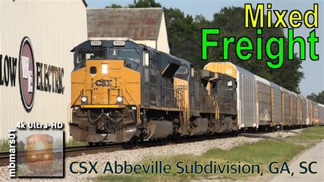 7h 4k Mixed Freight Trains On The CSX Abbeville Subdivision GA SC