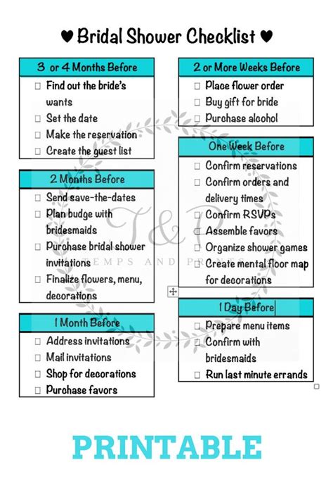 Maid Of Honor Duties Checklist Printable