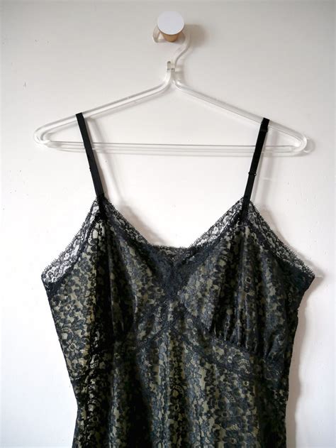 Vintage S Black Lace Slip With Nude Lining Van Raalte Lingerie Slip Dress With Side Zipper