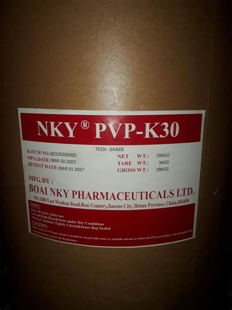 Powder Nky Pvp Ik Polyvinylpyrrolidone For Pharma Industry