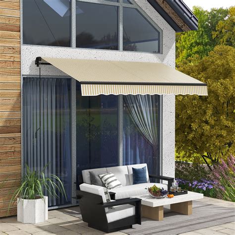 Arlmont & Co. Retractable Awning, Patio Awning Sunshade Shelter With