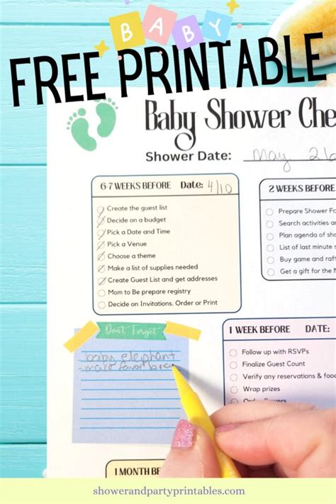 Baby Shower Checklists Printable FREE Shower And Party Printables