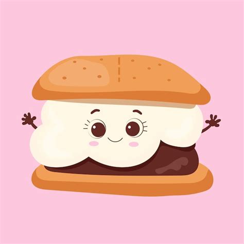 Premium Vector Marshmallow Cartoon Character With A Chocolate