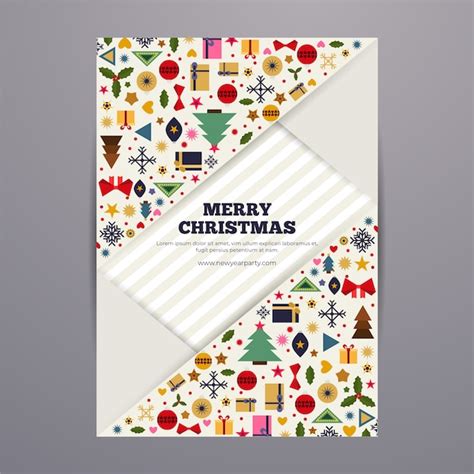 Free Vector Christmas Poster Template With Colorful Geometric Shapes