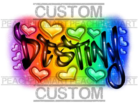 Custom Airbrush Names Airbrush Png Custom Digital Airbrush Etsy