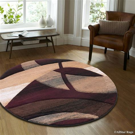 Allstar Burgundy Carved Circles Modern Abstract Geometric Round Area