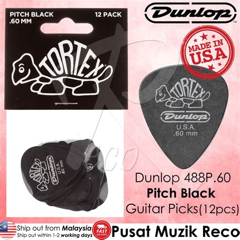 Dunlop P Tortex Pitch Black Standard Mm Guitar Picks Player