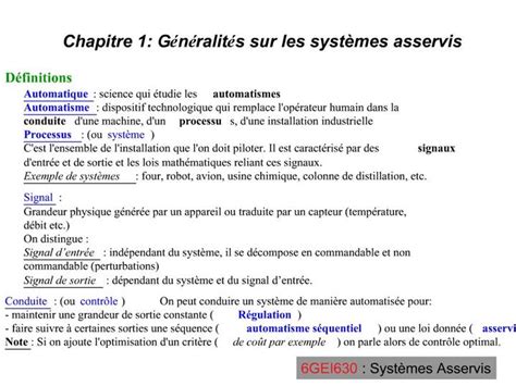 Ppt Chapitre G N Ralit S Sur Les Syst Mes Asservis Powerpoint