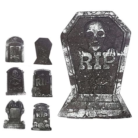 Bestonzon Halloween Tombstone Skeleton Tombstone Haunted House Rip Stone Grisly Props Party