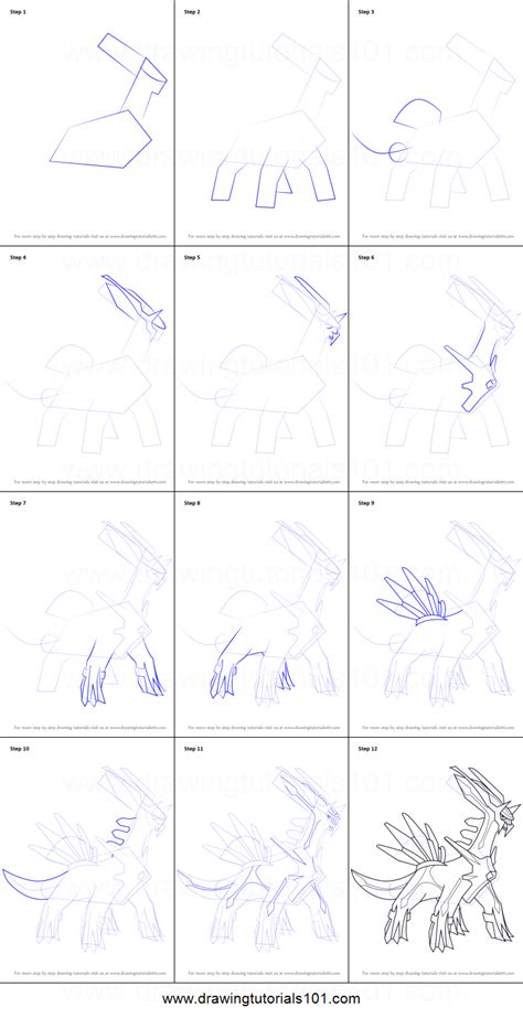 How To Draw Dialga From Pokemon Printable Step By Step Drawing Sheet