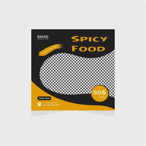 Restaurant Hot And Spicy Fast Food Menu Social Media Promotion Post Design Vector Template