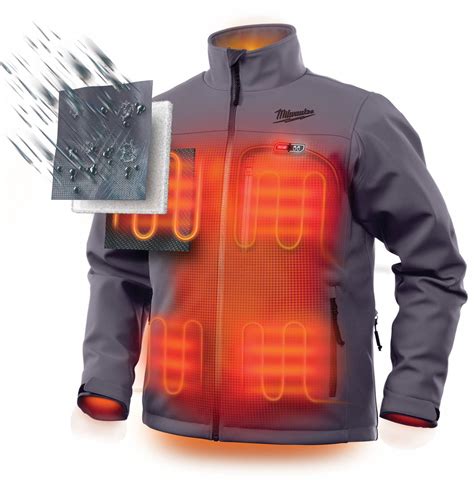 MILWAUKEE Men's Gray Heated Jacket Kit, Size: L, Battery Included: Yes - 49EH04|201G-21L - Grainger