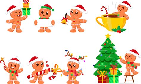 Premium Vector Christmas Gingerbread Man Cartoon Character In