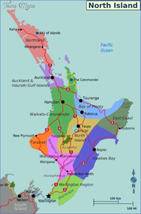 New Zealand North Island Map - ToursMaps.com