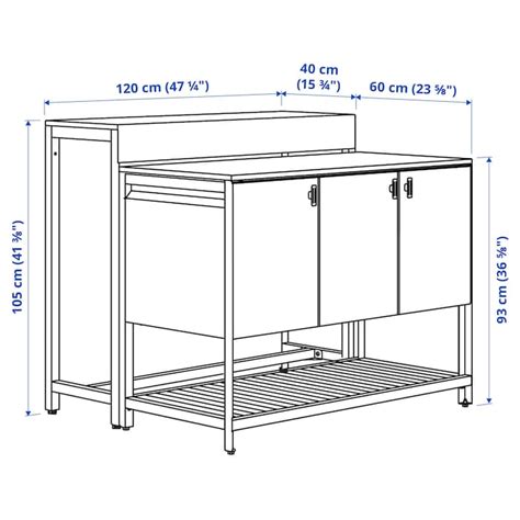 BÅTSKÄR outdoor kitchen island w bar table, dark grey, 120x100 cm ...