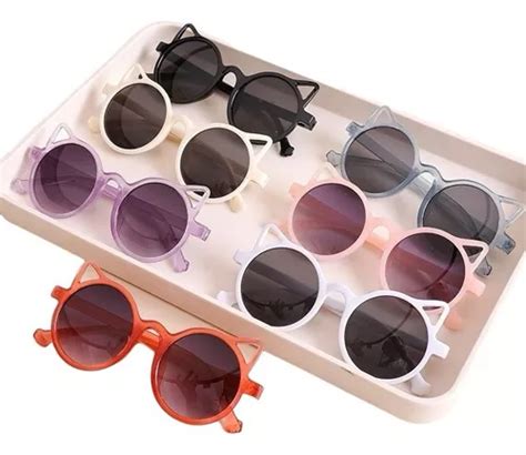 6 Lentes Gafas De Sol Infantiles Orejitas Gato De Moda MercadoLibre