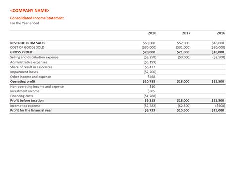 Consolidated Financial Statements Template