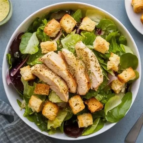 Chicken Caesar Salad With Homemade Croutons Recipe Emily Sweets