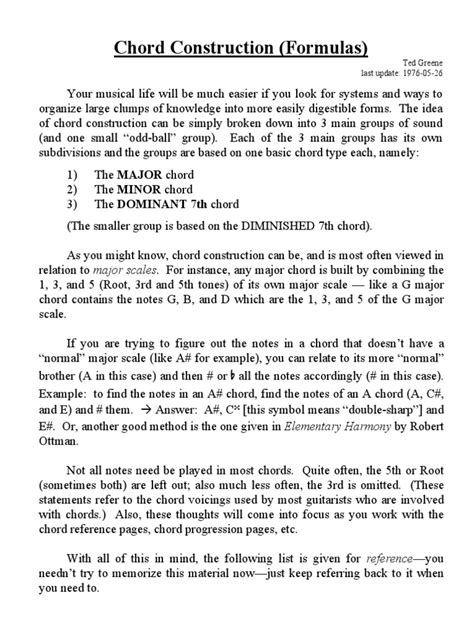 Chord Construction Formulas | PDF | Chord (Music) | Musicology