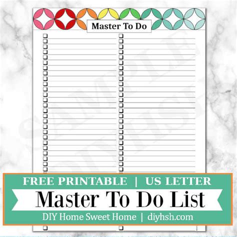 Master To Do List Home Management Binder Free Printable DIY Home