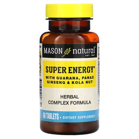 Mason Natural Super Energy With Guarana Panax Ginseng Kola Nut 60