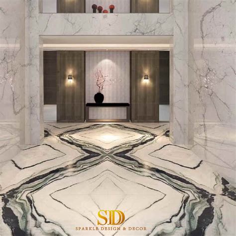 2021 Latest Marble Flooring Design Book Matched Panda White Marble