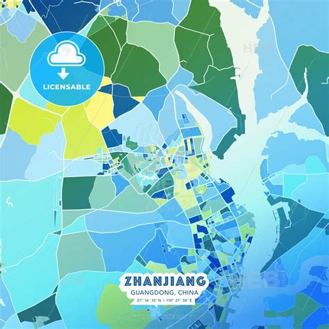 Zhanjiang Map Print Template | Map vector, Map print, Print templates