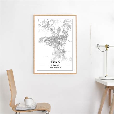 RENO MAP PRINT High Res Map Map of Reno Reno City Map Reno - Etsy