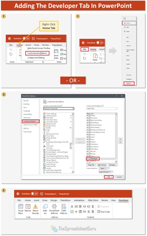show  developer ribbon tab  pictures