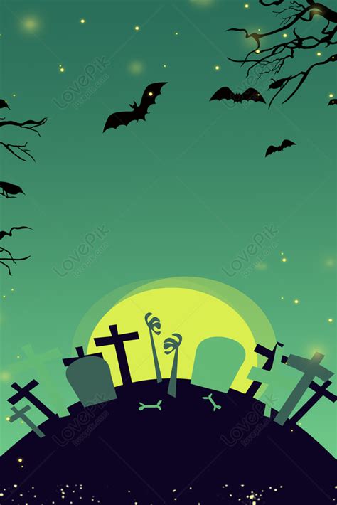 Green Halloween Graveyard Flat Advertising Background Download Free | Poster Background Image on ...