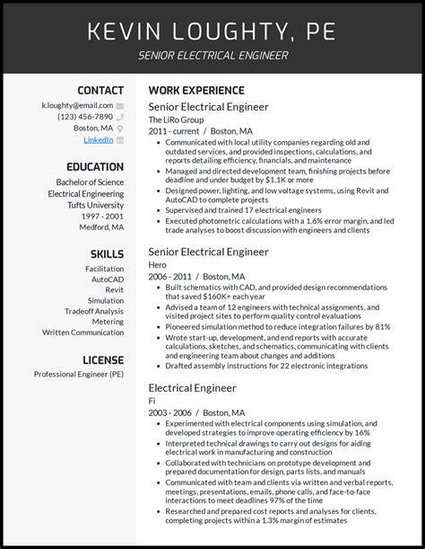 Electrical Engineer Resume Examples Built For