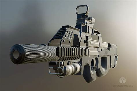 Arma Pistola P90 Táctica Gratis Modelo 3d Blend C4d Dae Max