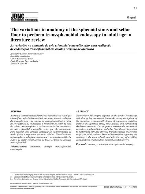 The Variations In Anatomy Of The Sphenoid Sinus And Sellar Floor To