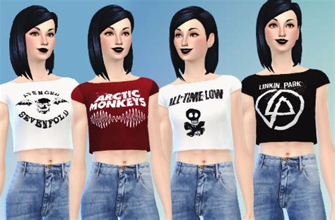 Cropped Band Tops For Females By Simspunk Female Sims 4 Tops