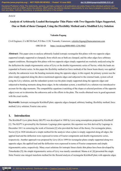 Pdf Analysis Of Arbitrarily Loaded Rectangular Thin Plates With Two