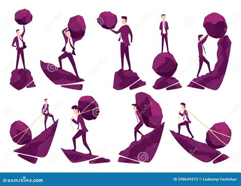 Empresarios Con Conjunto De Ilustraciones Vectoriales De Boulders