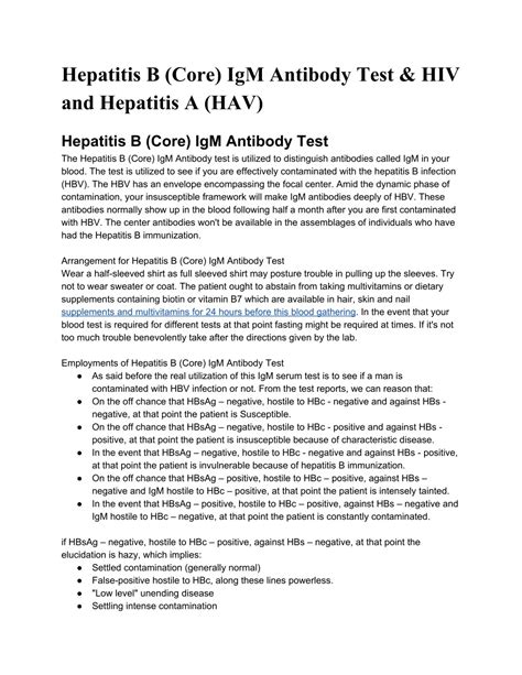 PPT - Hepatitis B (Core) IgM Antibody Test & HIV and Hepatitis A (HAV ...