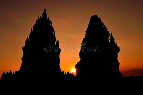 Sunset View of the Prambanan Hindu Temple Stock Photo - Image of ...