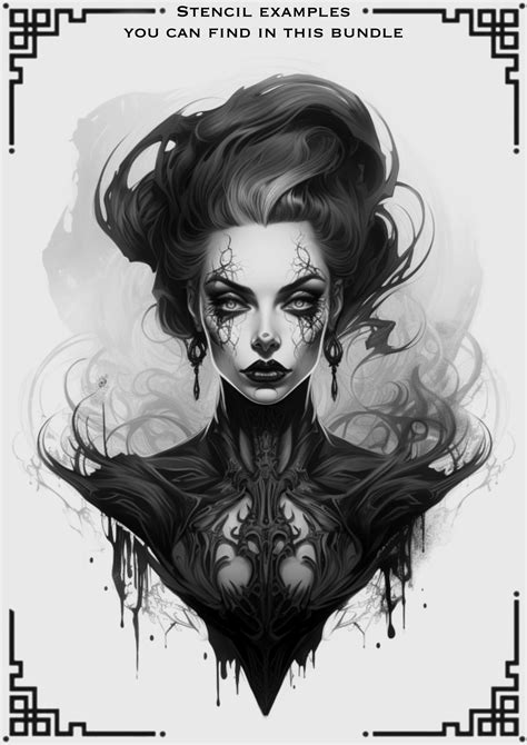 ArtStation - Gothic Girls tattoo flash bundle | Procreate tattoo ...