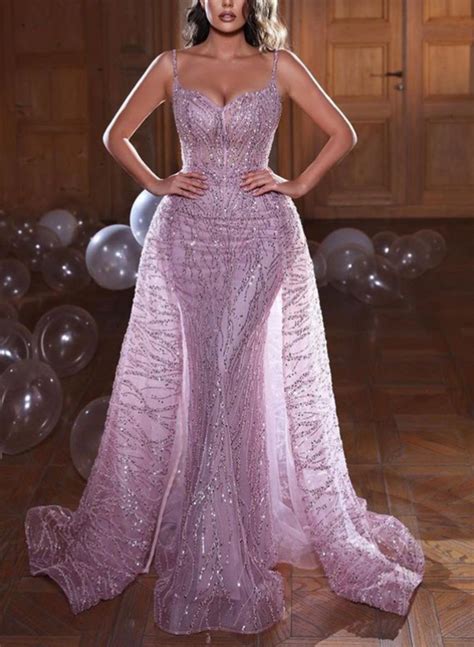 Trumpet Mermaid Sweetheart Sleeveless Sequined Prom Dresses Missacc