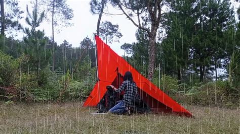 Solo Camping In Heavy Rain And Strong Winds Relaxing Camping In