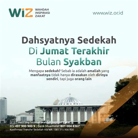 Dahsyatnya Sedekah Di Jumat Terakhir Bulan Syakban Wahdah Inspirasi