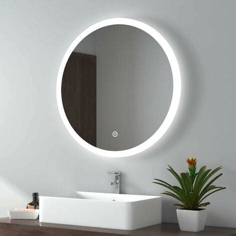 Emke Round Bathroom Led Mirror Illuminated Backlit Makeup Mirror With